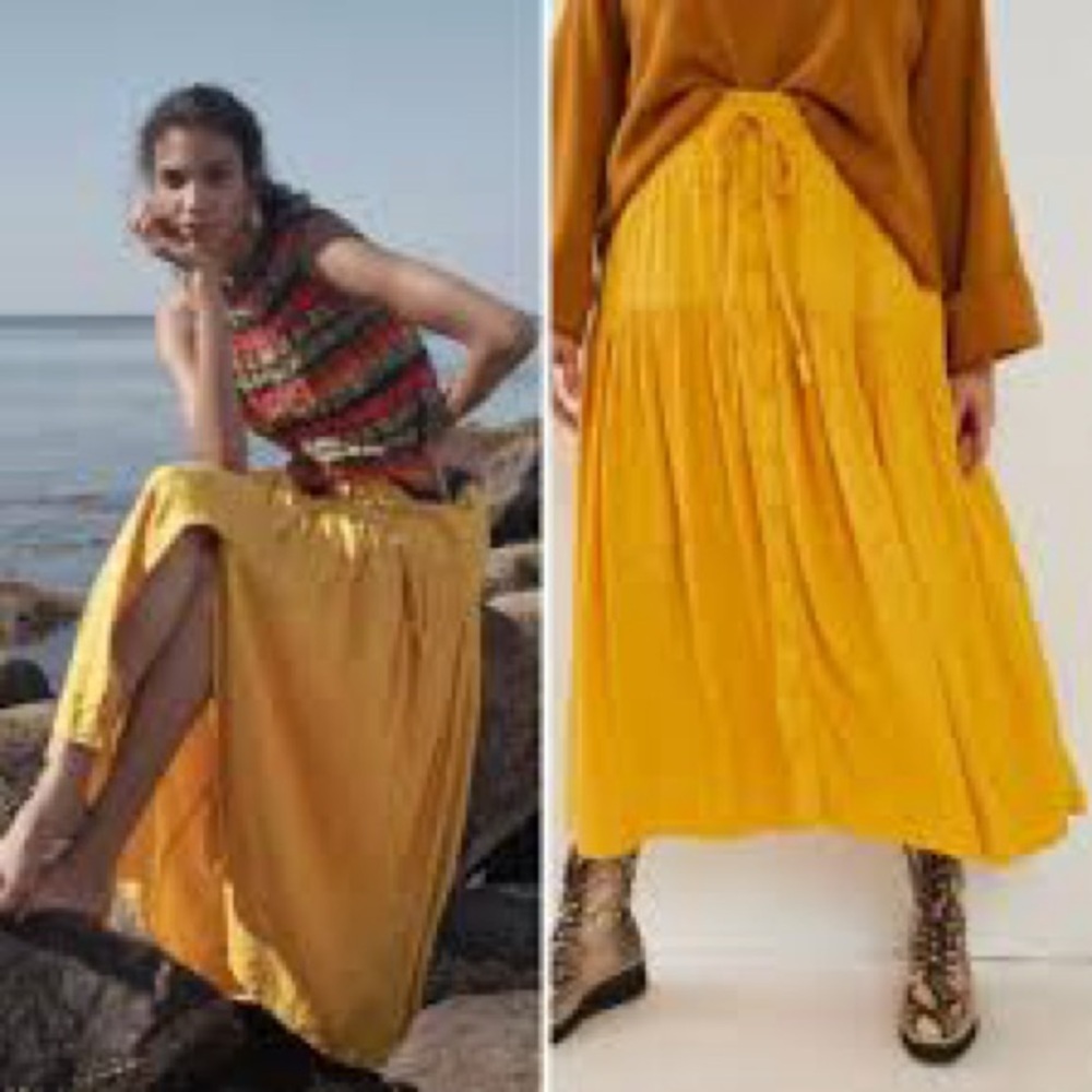 Anthropologie Vibrant Yellow Maxi Skirt